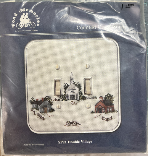 Fond Memories counted Cross Stitch Village houses switch cover kit