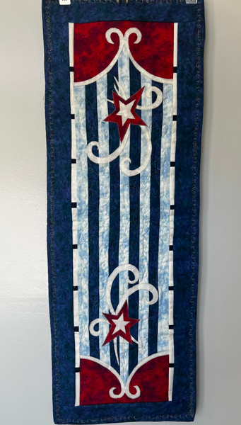 Blue Stars and Stripes Patriotic Table Runner