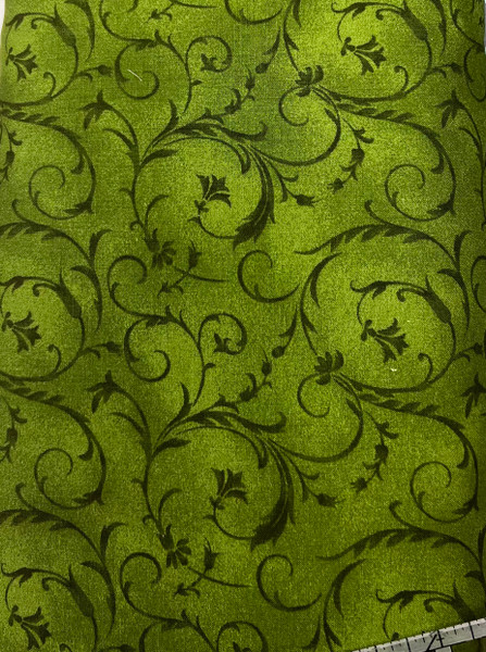 Green vines and florals wide backing Green vines and florals wide backing