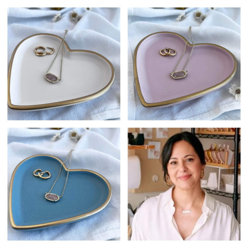 Gold Rimmed Heart-shaped Jewelry Dishes by Hello Housewares