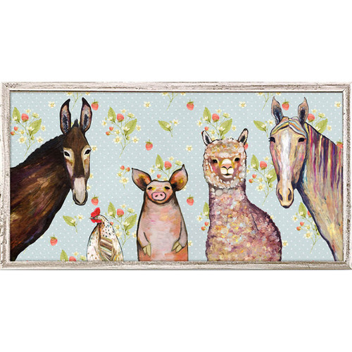 Alpaca and Pals - Strawberry Patch Mini Framed Canvas Print by Eli Halpin