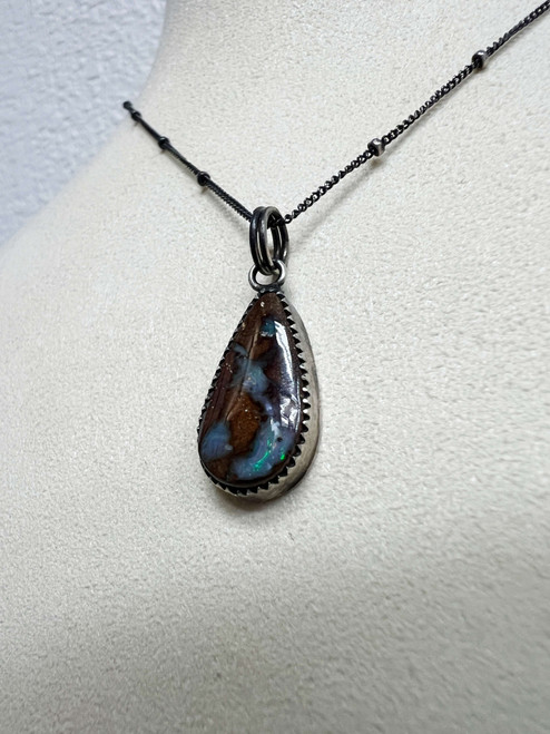 Boulder Opal and Sterling Silver Necklace by Rebecca Frazier