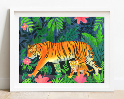 Walk with the Tigers Print by  Zoee Xiao