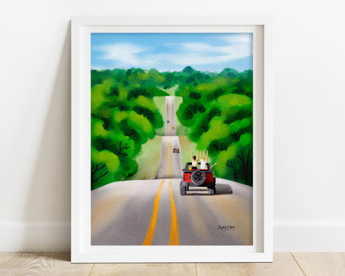 Road Trip Fun in the Texas Hill Country Print by  Zoee Xiao