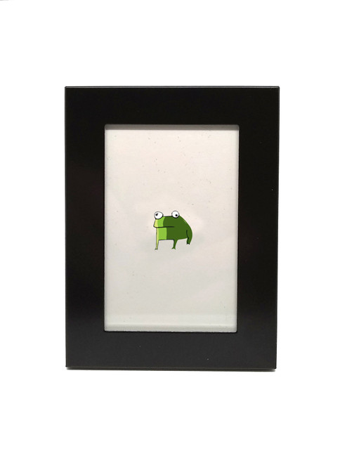 Frog Print by Elisa Wikey, framed paper mini print. Are you an ant? Or do you live in a very small house? Or perhaps you just like charming tiny things? Hurray, finally something that fits your lifestyle! This is a 2.5"x3.5" tiny framed thing, the tiniest and framiest of all the things. Comes with instructions and a Tiny Certificate of Authenticity.