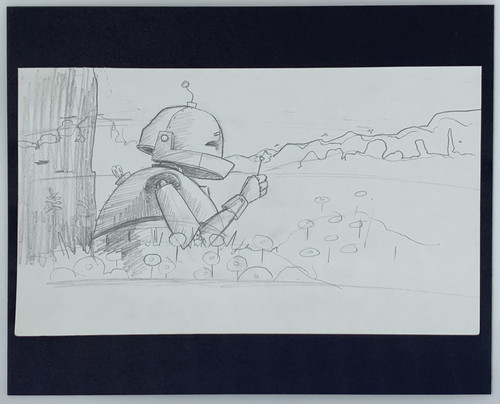 Dandelion Bot Sketch - Original Art - Robots in Rowboats by Lauren Briere
