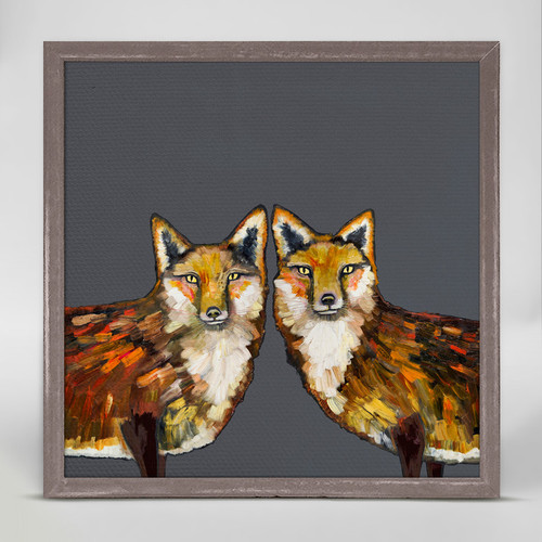 Fox Duo Mini Framed Canvas Print by Eli Halpin