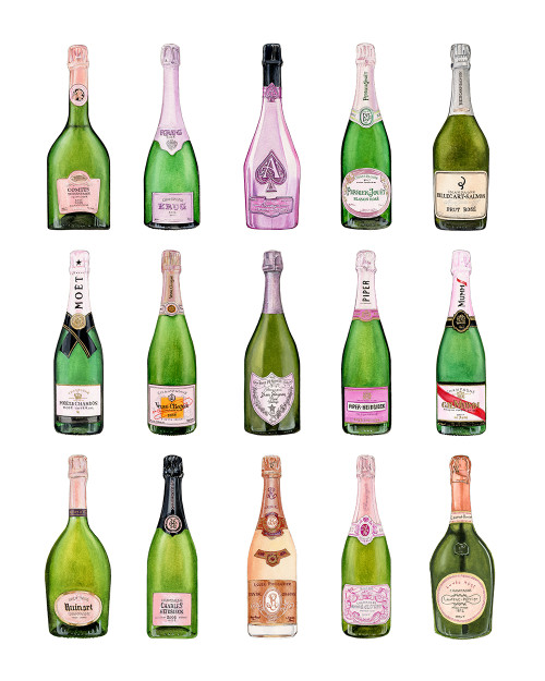 Rosé Champagne Collection Print by Emily Mercedes