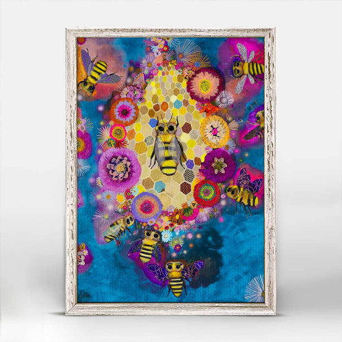 Honeycomb Close Up on Azure  Mini Framed Canvas Print by Eli Halpin