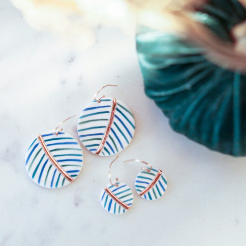 Blue and Green Palm Earrings - BAJA Collection by Remnant Studios