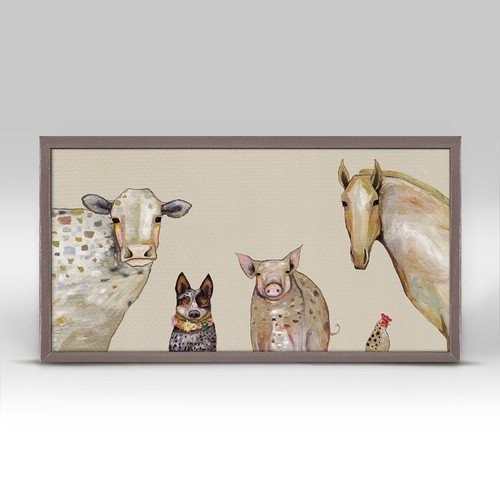 Cattle Dog and Crew Mini Framed Canvas Print by Eli Halpin