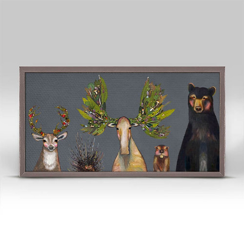Forest Five on Charcoal Mini Framed Canvas Print by Eli Halpin