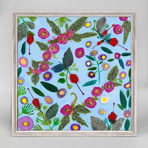 Wildflowers - Asters, Red Turk's Cap & Pink Mallow Mini Framed Canvas by Eli Halpin