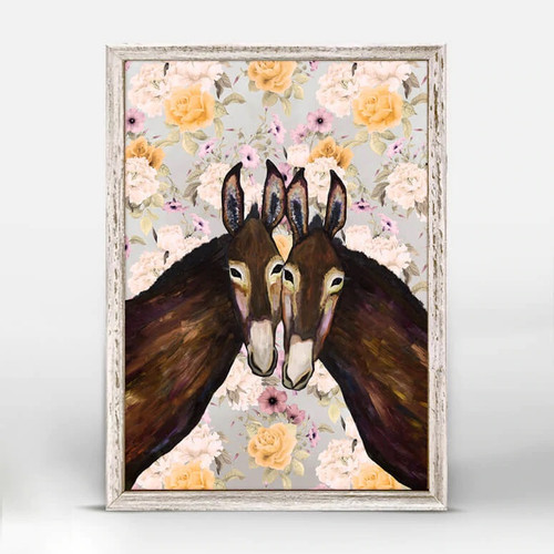 Donkey Duo Mini Framed Canvas Print by Eli Halpin