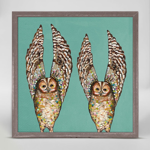Owl Duo Mini Framed Canvas Print by Eli Halpin