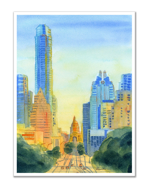 Downtown Sunset in Austin Tx  Print by Zoee Xiao