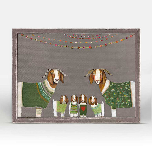 Goats in Sweaters by Eli Halpin - Austin Tx Artist Mini Framed Canvas