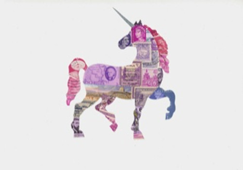 Graceful Unicorn Postage Stamp Collage Print by Katie Conley + 11" x 14"