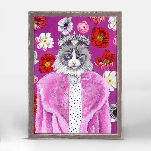 Queen Kitty Mini Framed Canvas Print by Stationery Bakery