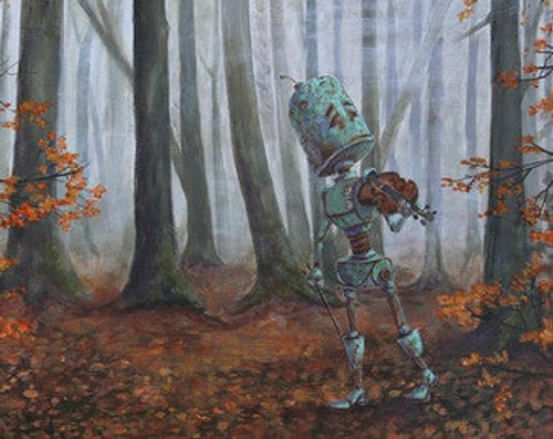 Robots in Rowboats, Art by Lauren Briere: Forest Violin Bot (print)