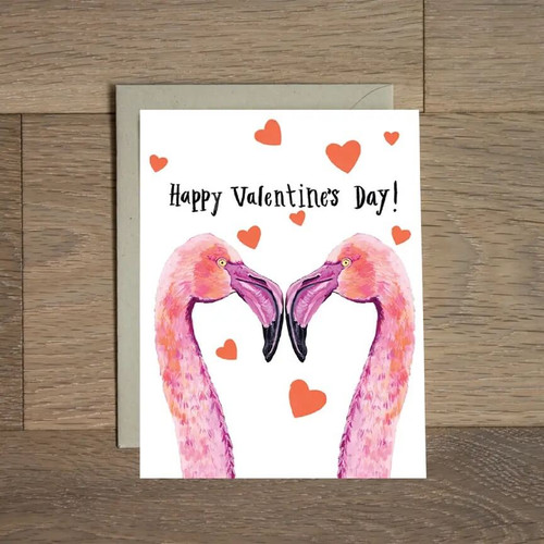 Flamingos Valentines Day Card by Stationery Bakery