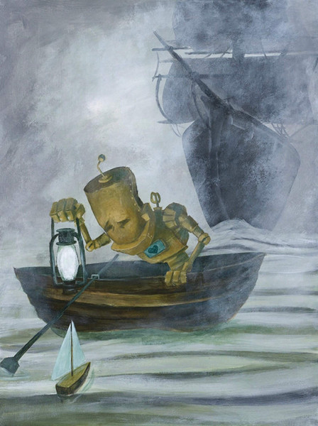 Sail Bot - Robots in Rowboats by Lauren Briere + Paper Print