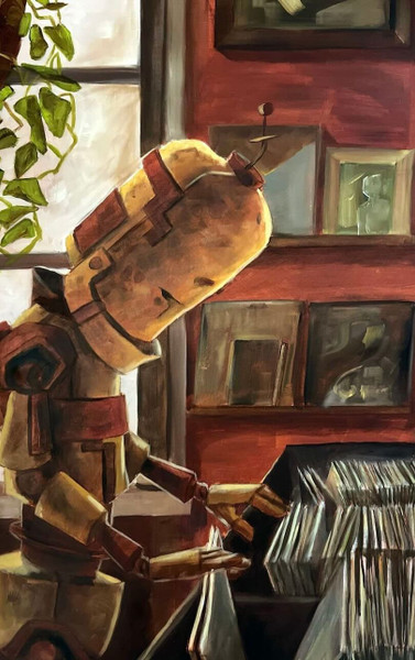 Record Shop Bot - Robots in Rowboats by Lauren Briere + Paper Print