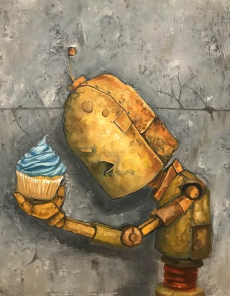 Cupcake Bot - Robots in Rowboats by Lauren Briere + Paper Print