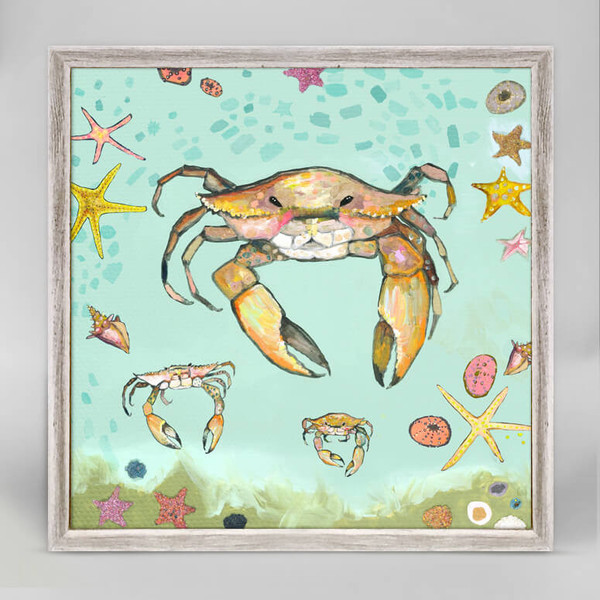 Crabs Trio Mini Framed Canvas Print by Eli Halpin