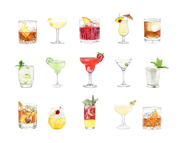 Cocktail Collection #2 Print by Emily Mercedes + 11" x 14"