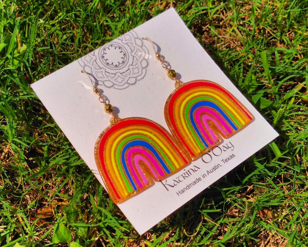 Rainbow Lucite Earrings by Katrina O'Day