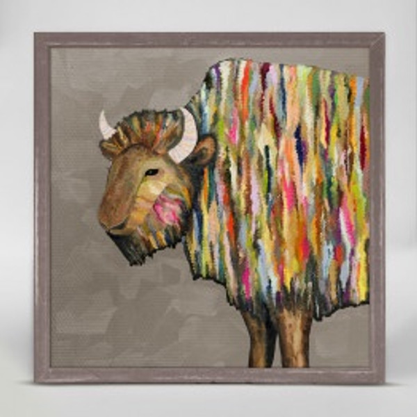 Bison on Putty Mini Framed Canvas Print by Eli Halpin