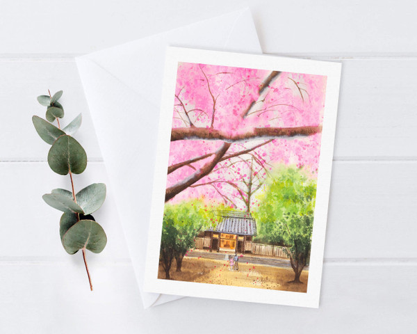Under the Blossoms Greeting Card by Zoee Xiao
