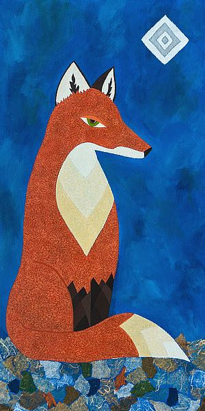 Fox Under the Diamond Moon Print by Casey Craig