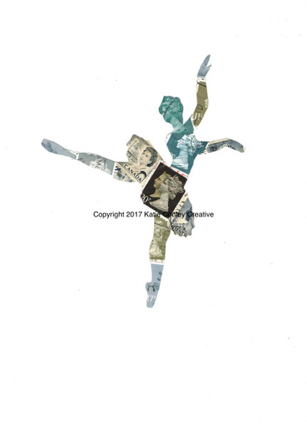 Graceful Dancer - Postage Stamp Collage Print by Katie Conley