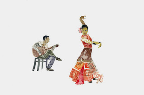 Olé Flamenco Postage Stamp Collage Print + 11"x14" by Katie Conley