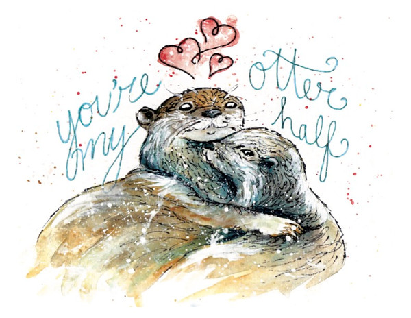 Otter Love Print by Emily Tolipova of Where’d The Wild Things Go