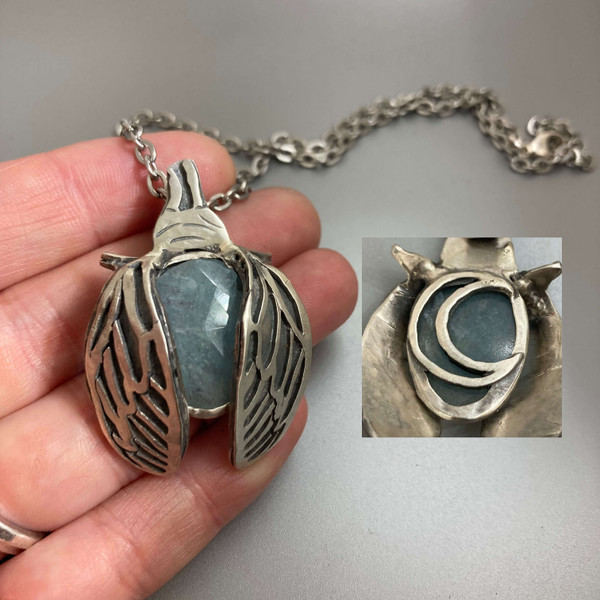 Aquamarine and Cicada Necklace by Courtney Marie Jewelry