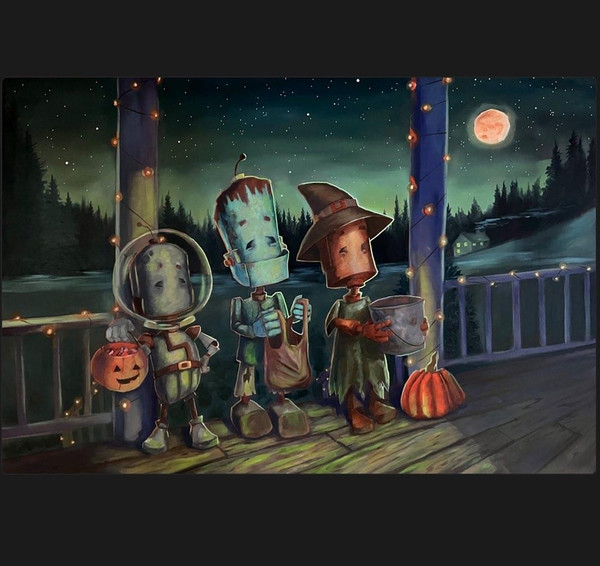 Trick O' Treat Bots
Robots in Rowboats
Art by Lauren Briére