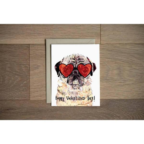 Happy Valentines Day Card + Pug by Stationery Bakery