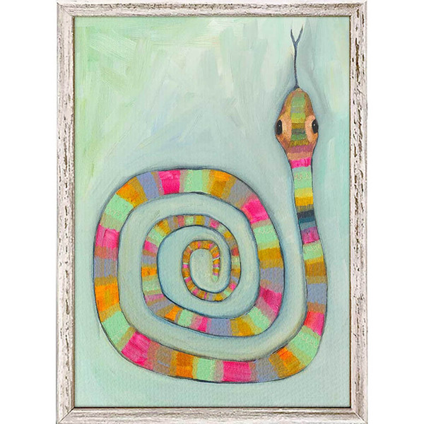 This simple and colorful snake is a fun addition to your home or office. It will fit perfectly with any decor style.