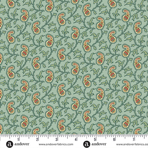Jingle Bell by Laundry Basket Quilts Paisley Vine Vintage Blue