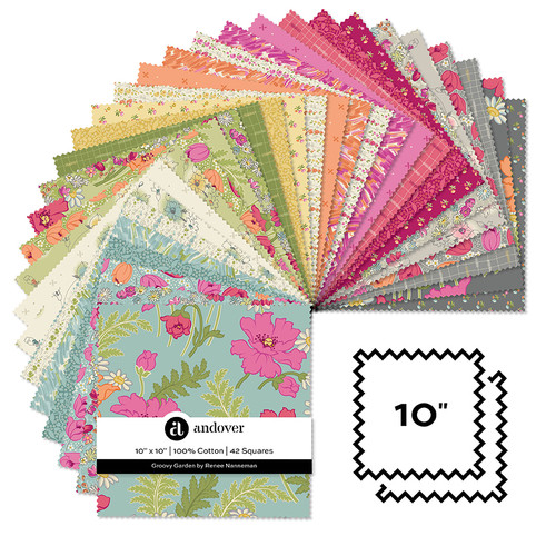 Groovy Garden - 10 Inch Square - 42 Cuts Each