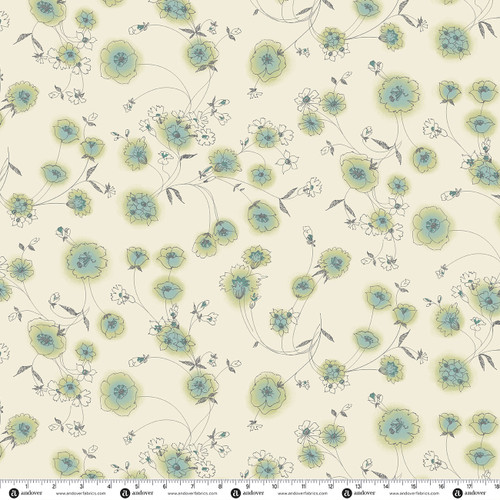 Groovy Garden by Renee Nanneman Daisy  Chain Ivory Teal