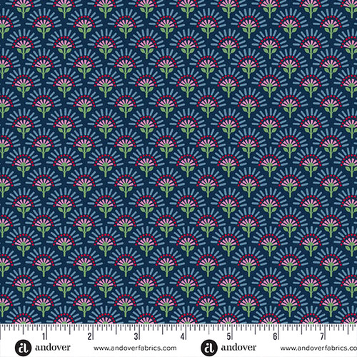 Whimsy by Kim Schaefer Flower Fan Navy