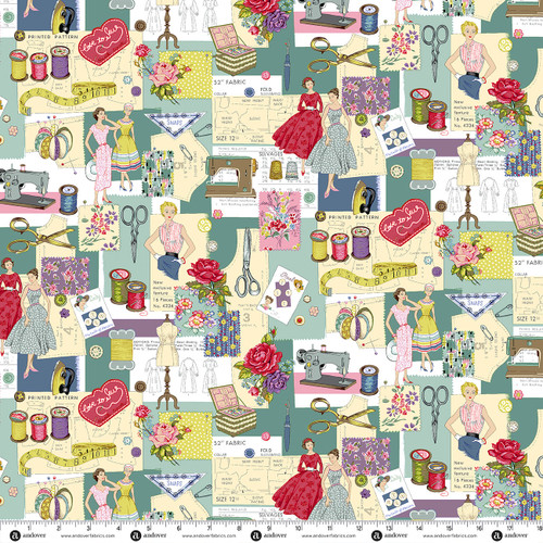 Sew Retro by Makower UK Montage Mutli