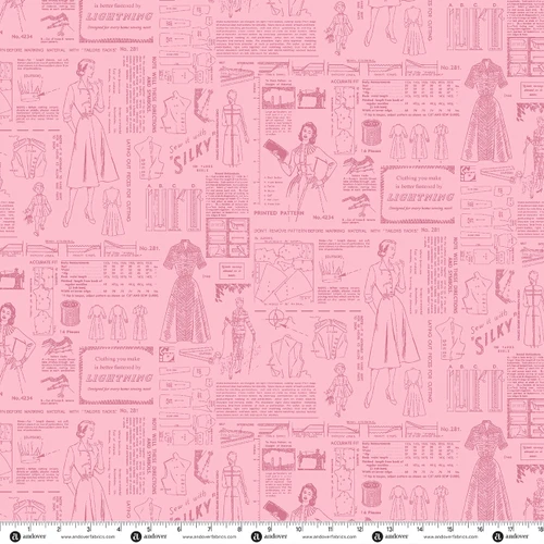 Sew Retro by Makower UK Tonal Pattern Pink