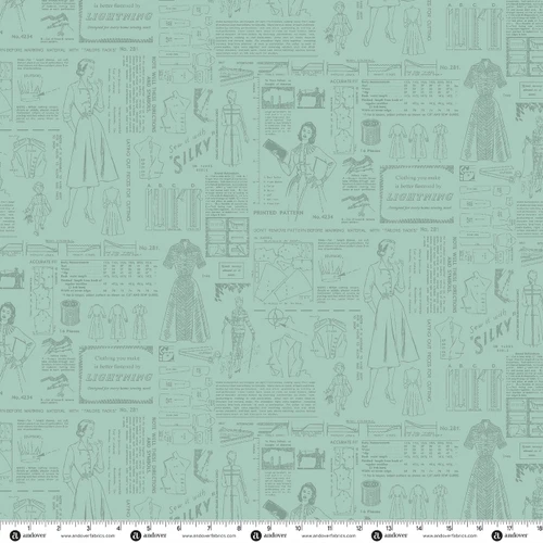 Sew Retro by Makower UK Tonal Pattern Teal