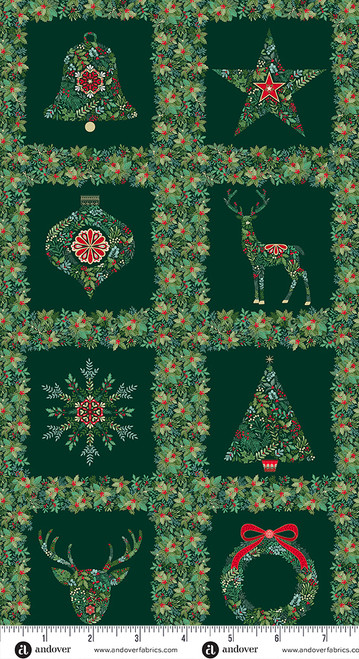 Good Tidings by Makower UK Squares Green