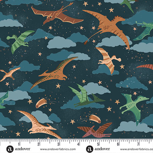 Prehistoric by Makower UK Soar Dark Blue